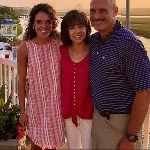 Orange & white striped dress